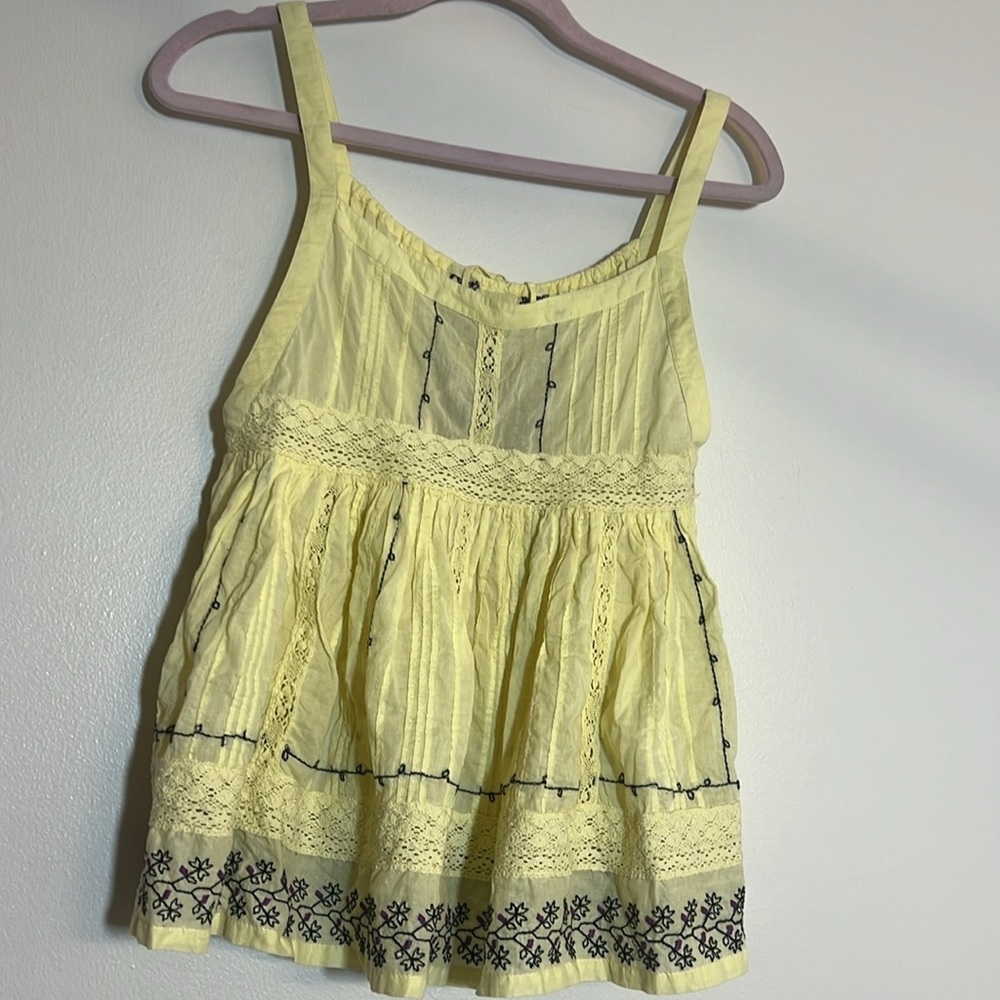 Free People Y2K Embroidered Babydoll Camisole Peasant Tank Top 4 - Picture 4 of 7